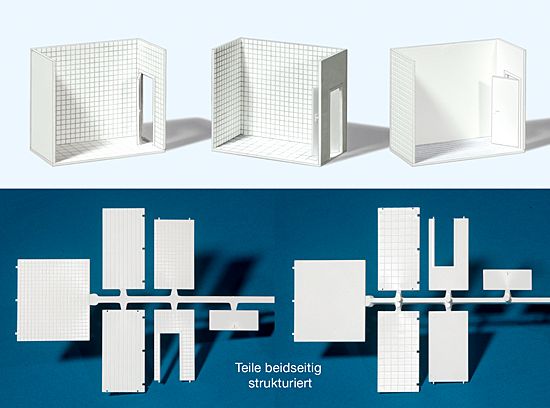 H0-Zimmer, 3 Satz Wände, Türe und Boden
