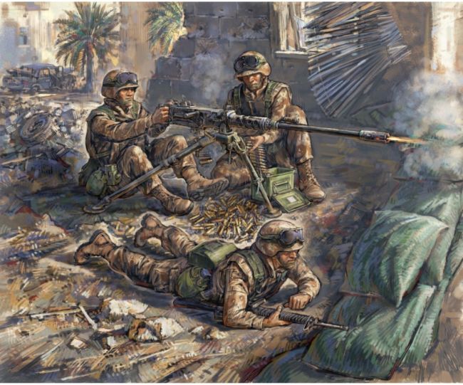1:72 US-Machine gun Browning with crew