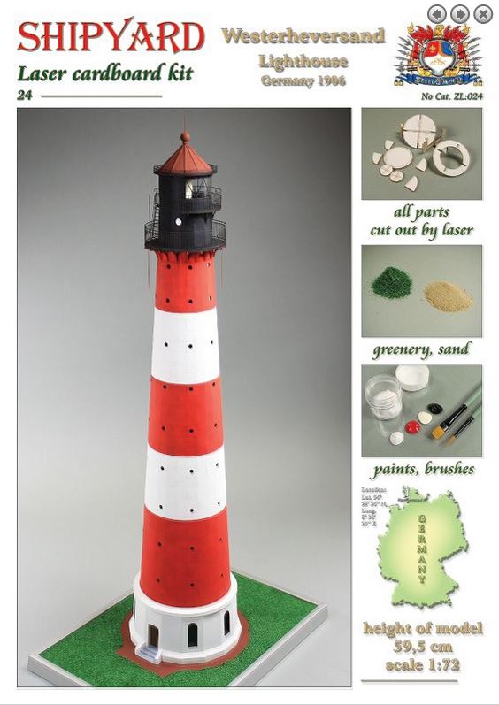 Leuchtturm Westerheversand-Kartonbausatz