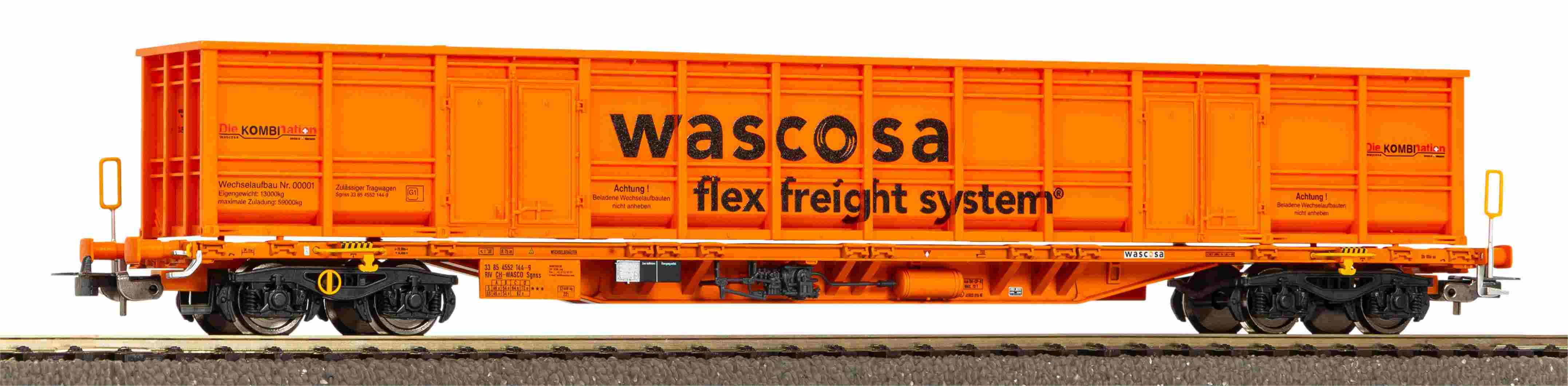 Containertragwagen Sgnns mit E-Aufbau CH