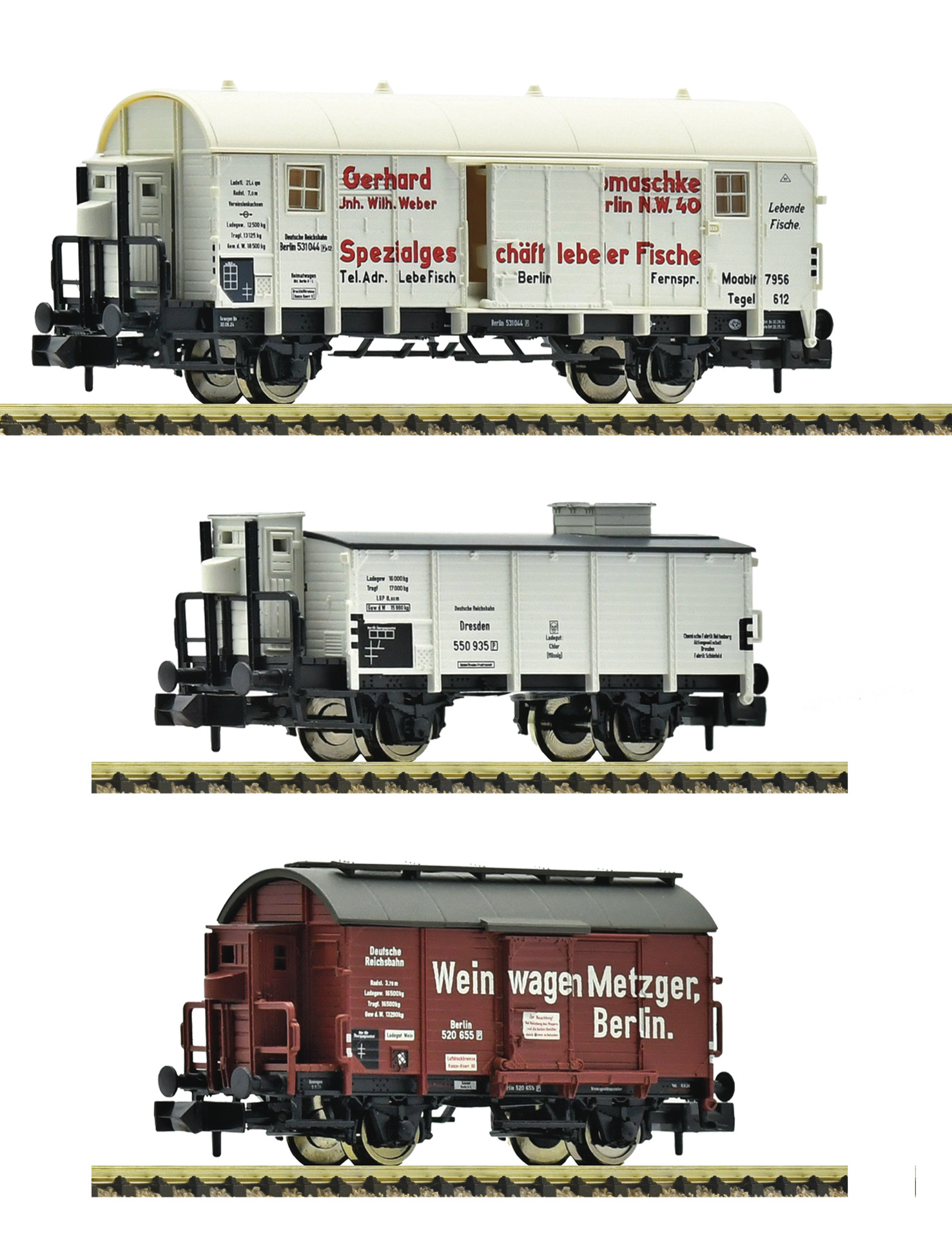3er Set gedeckte Güterwagen DRB, Ep.II