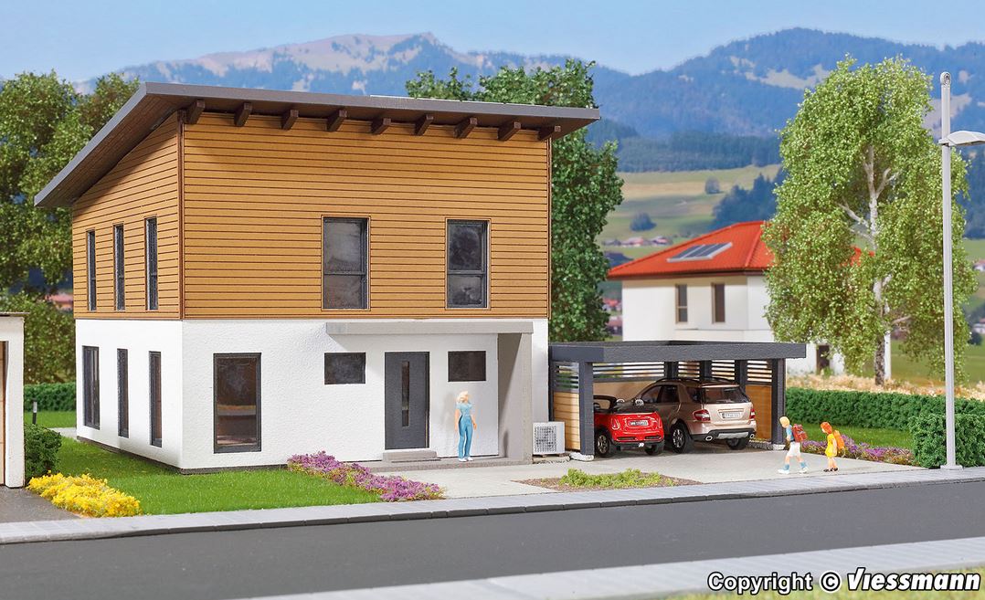 H0-Kubushaus Saskia mit Carport